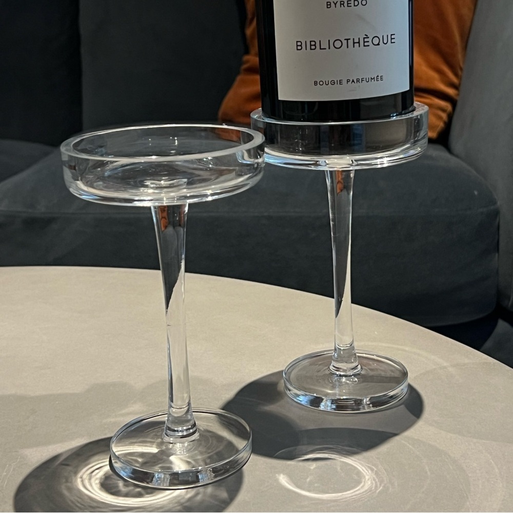 Glass Pillar Candle Holder - set of 2